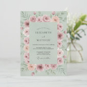 Invitation Mariage Floral Sauge (Debout devant)