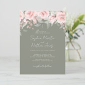 Invitation Mariage Floral Sauge Rose Blush (Debout devant)