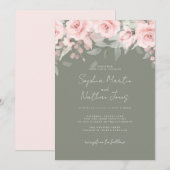 Invitation Mariage Floral Sauge Rose Blush (Devant / Derrière)