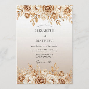 Invitation Mariage Floral Sépia Artistique