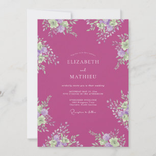 Invitation Mariage Floral Sérénité Magenta