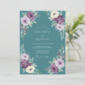 Invitation Mariage Floral Sérénité Prune (Debout devant)