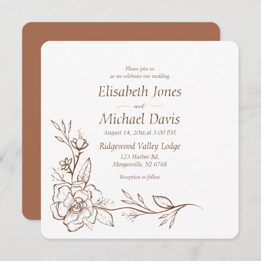 Invitation Mariage floral simple (Devant / Derrière)