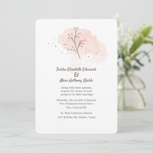 Invitation Mariage floral simple (Debout devant)