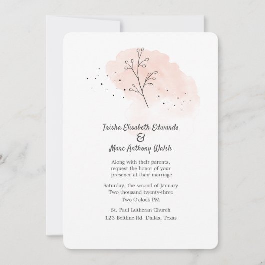 Invitation Mariage floral simple (Devant)