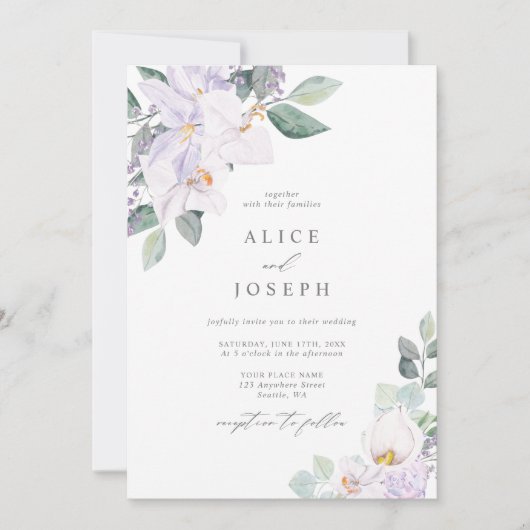 Invitation Mariage floral simple et élégant Lilac (Devant)