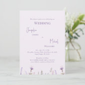 Invitation Mariage floral simple Lavender (Debout devant)