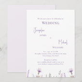 Invitation Mariage floral simple Lavender II (Devant / Derrière)