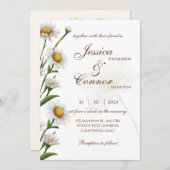 Invitation Mariage floral simple moderne Daisy (Devant / Derrière)