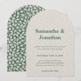 Invitation Mariage Floral Simple Vert Émeraude