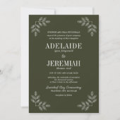 Invitation Mariage Floral Simplicité 2 Vert Olive (Devant)