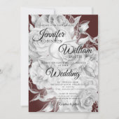 Invitation Mariage floral sobre et bordeaux élégant  (Devant)