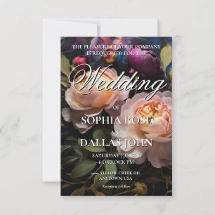 Invitation Mariage floral sombre romantique élégant