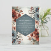 Invitation Mariage Floral Sourdine Ardoise & Sienne (Debout devant)
