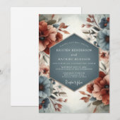 Invitation Mariage Floral Sourdine Ardoise & Sienne (Devant / Derrière)