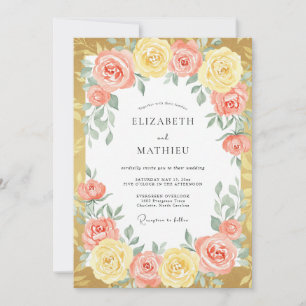 Invitation Mariage Floral Splendide aux Pêches