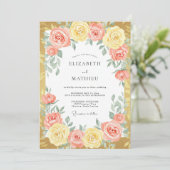 Invitation Mariage Floral Splendide aux Pêches (Debout devant)