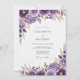 Invitation Mariage Floral Splendide Violet