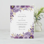 Invitation Mariage Floral Splendide Violet (Debout devant)