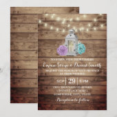 Invitation Mariage Floral Succulent de lanterne rustique (Devant / Derrière)