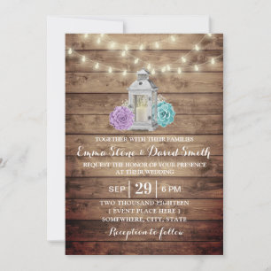 Invitation Mariage Floral Succulent de lanterne rustique