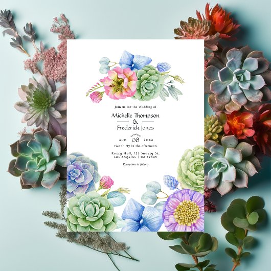 Invitation Mariage floral succulent tendance