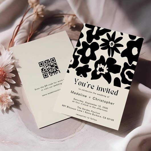 Invitation Mariage Floral Super rétro