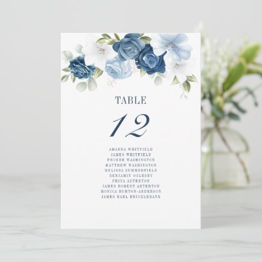 Invitation Mariage floral Tableau numéro 12 Tableau de sièges (Debout devant)