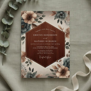 Invitation Mariage Floral Taupe Éthéré