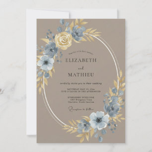 Invitation Mariage Floral Taupe Majestueux