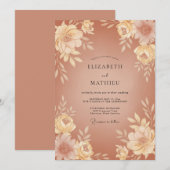 Invitation Mariage Floral Terracotta (Devant / Derrière)