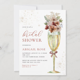 Invitation Mariage Floral Terracotta Champagne Doré