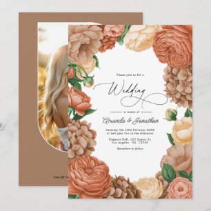 Invitation Mariage Floral Terracotta, Mocha & Champagne