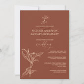 Invitation Mariage Floral Terracotte Foncé Moderne Bohème (Devant)