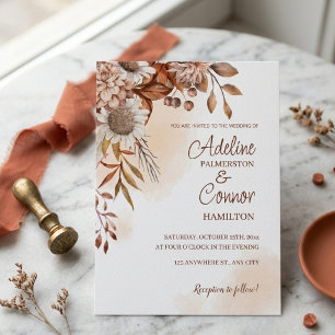 Invitation Mariage Floral Terre Cuite Automne Daisy
