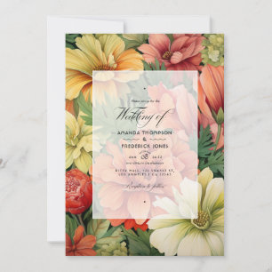 Invitation Mariage floral terre cuite et verdure