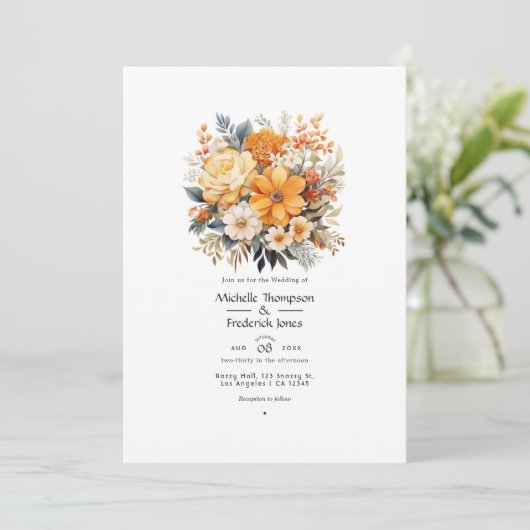 Invitation Mariage Floral Tons Terre (Debout devant)