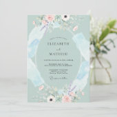 Invitation Mariage Floral Tourbillon Menthe (Debout devant)