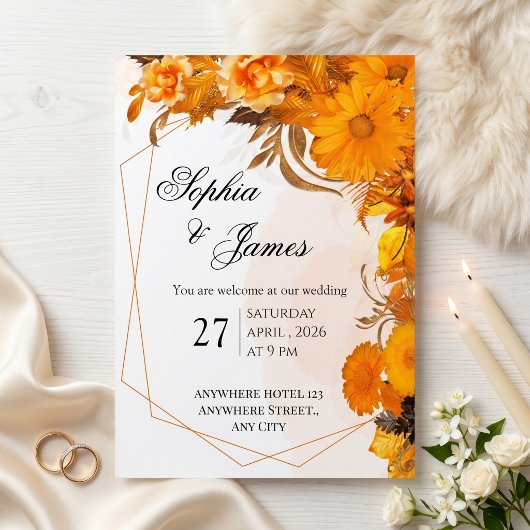Invitation Mariage Floral Tournesol