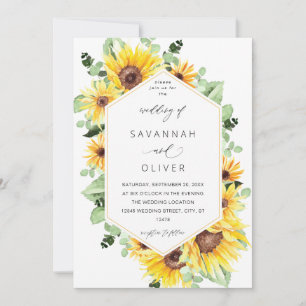 Invitation Mariage floral tournesol et eucalyptus MOD