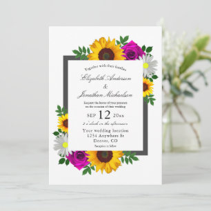 Invitation Mariage Floral Tournesol Rose Marguerite