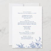 Invitation Mariage floral tout simple Bleu Toile (Dos)