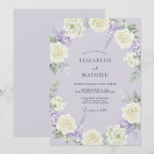 Invitation Mariage Floral Tranquille Lavande (Devant / Derrière)