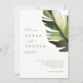 Invitation Mariage floral tropical à feuille de palme (Devant)