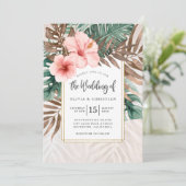 Invitation Mariage floral tropical à l'aquarelle moderne (Debout devant)