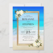 Invitation Mariage floral Tropical Beach Shore (Devant)