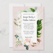Invitation Mariage floral tropical blanc et blanc (Devant)