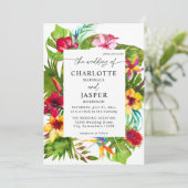 Invitation Mariage floral tropical coloré (Debout devant)