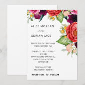 Invitation Mariage floral tropical coloré (Devant / Derrière)