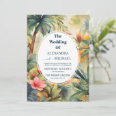 Invitation Mariage floral tropical coloré (Debout devant)